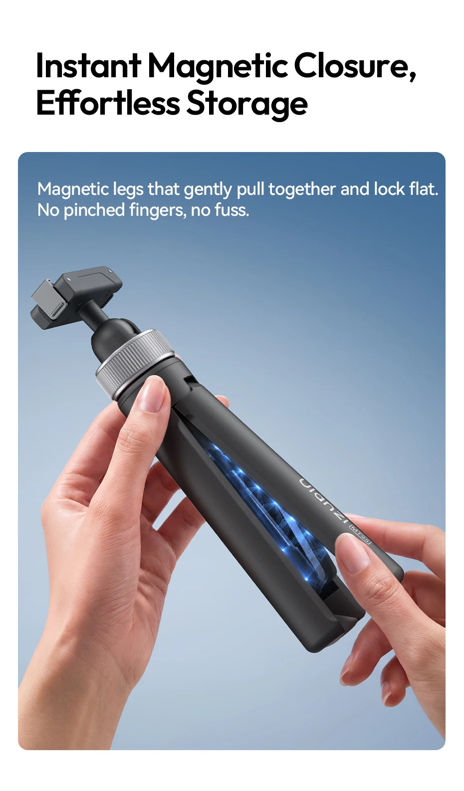 Ulanzi MT95 Portable Mini Tripod Selfie Stick for DJI Osmo Action 6/Nano 5/4/3 for Insta360 X5/X6 for Gopro Tripod for Vlog