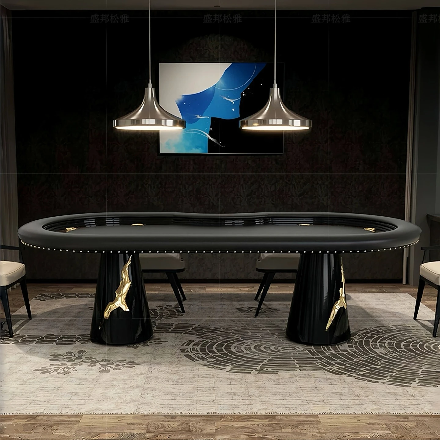 Light luxury Texas Poker table, leisure entertainment villa, high-end club, creative leather chess table