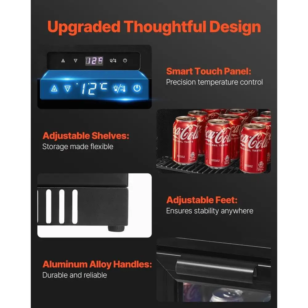 Commercial Beverage Refrigerator Display Fridge 246 Can Capacity Glass Door Design