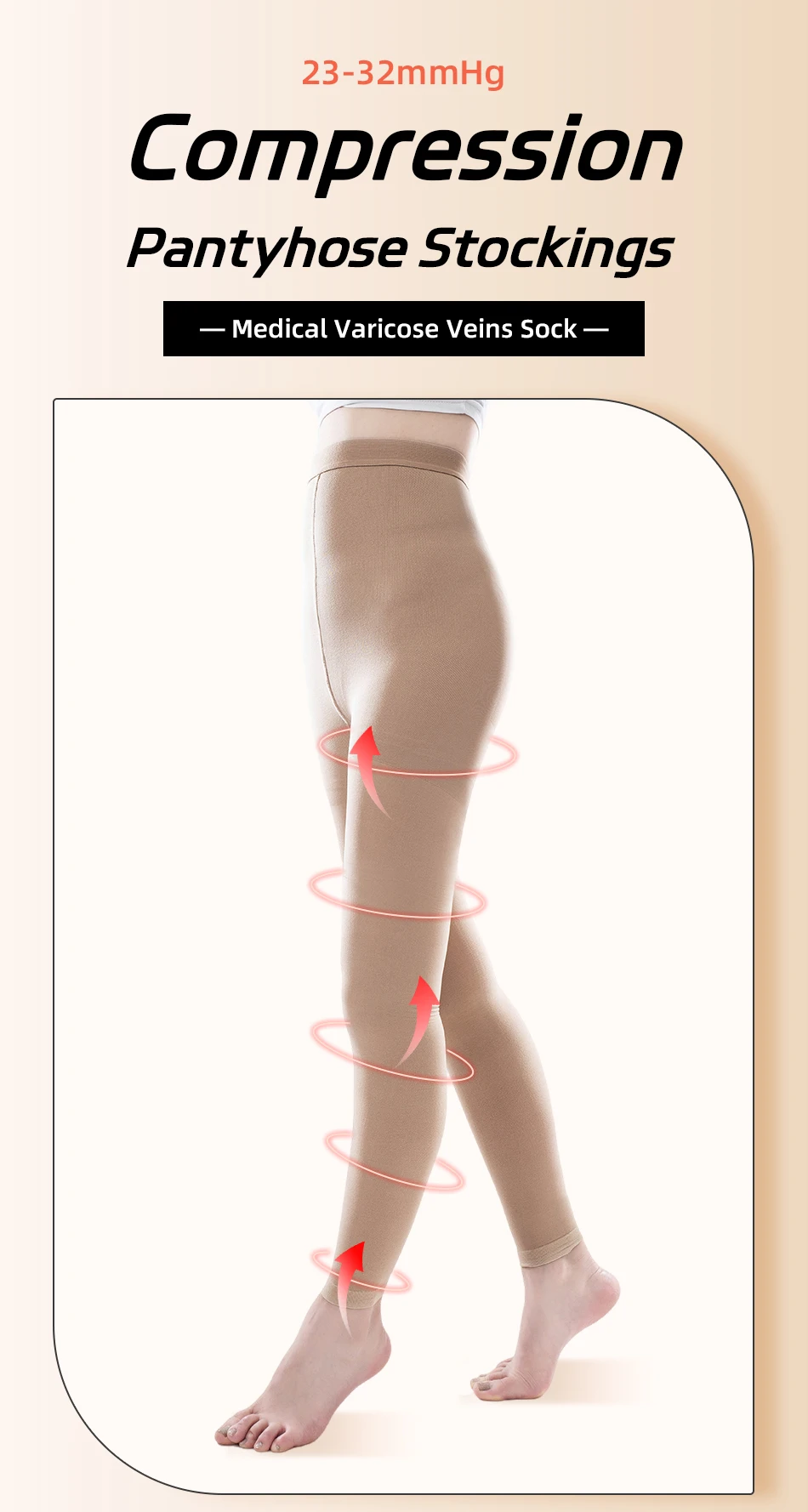 Legbeauty Extra Große Unisex Medizinische Kompressionsstrümpfe für Krampfadern 20-30mmHg Fußlose Kompressionshose S-5XL – Detail 1