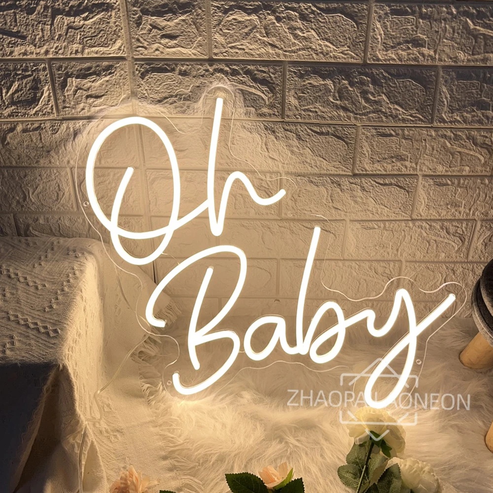 baby neon sign led light decoracao do quarto wall art baby boy girl gender reveal party happy birthday oh 01