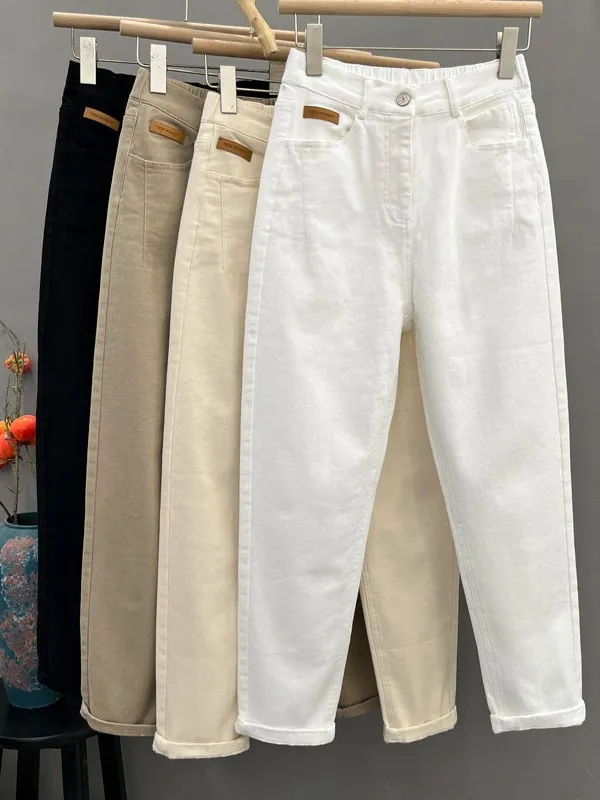 

Casual Loose Women's Jeans High Waist Straight Leg Dad Pants Elastic Waist Spring Summer New Style Slimming Harem Trousers
