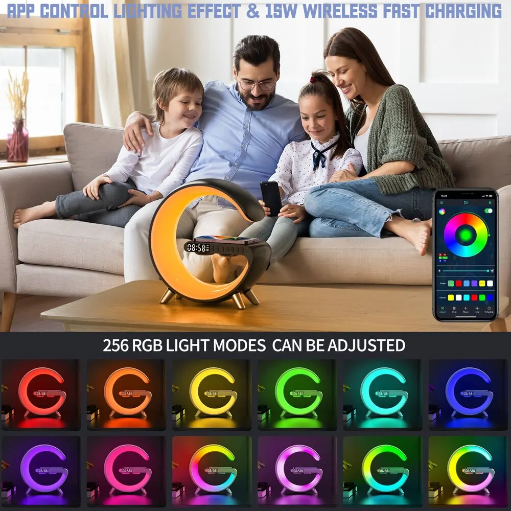 Smart Bluetooth Speaker Projection Lamp Wireless Charging Bedside Night Light LED Smart Atmosphere Pickup Lamp RGB Gaming Lamp