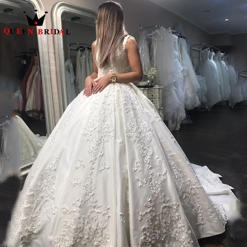 

Luxury Appliques Lace Beading Wedding Dresses Sleeveless Backless Floor-Length Bridal Ball Gown Vestidos De Novia Custom Y71H