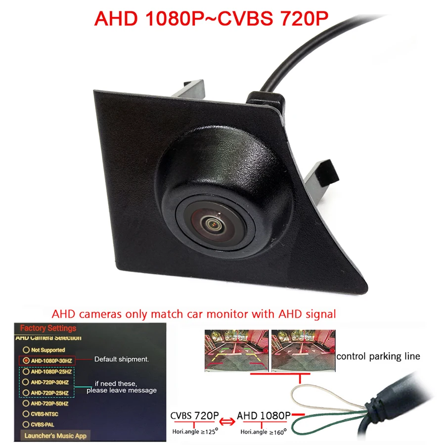 

180deg fisheye 1920*1080P AHD front brand grille camera for for Volkswagen VW Passat 2019 2020 Front view positive view angle