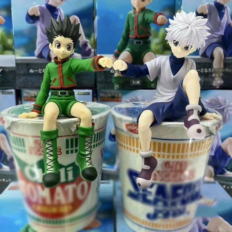 

Anime Killua Zoldyck Figure Hunter×hunter Gk Figure Gon Freecss Figurine Noodle Stopper Doll Sitting Model PVC Collectible Toys