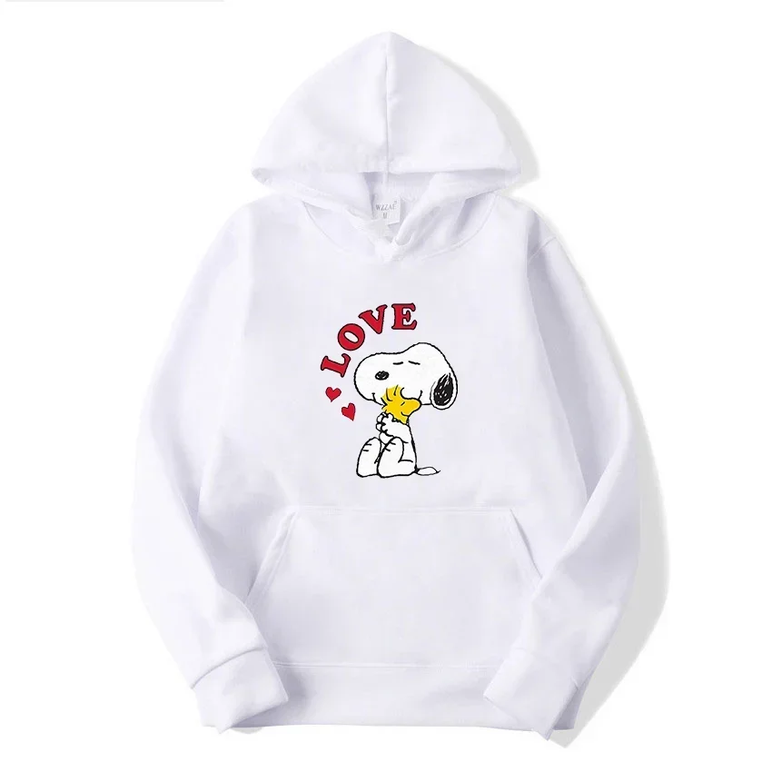 Printed Graphics Men Hoodies Cute Disney Snoopy Charlie Brown Loose Tops Sweatshirts Male Hip Hop Streetwear Autumn Winter