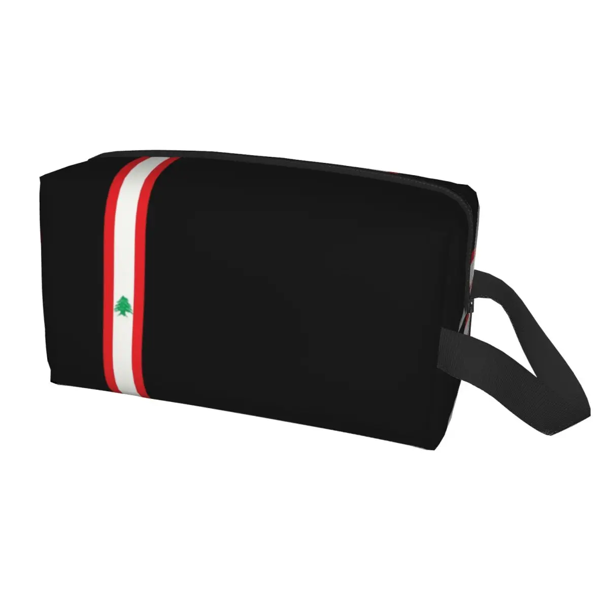 Custom Classic Lebanon Flag Stripe Toiletry Bag Women Makeup Cosmetic Organizer Ladies Beauty Storage Dopp Kit Case