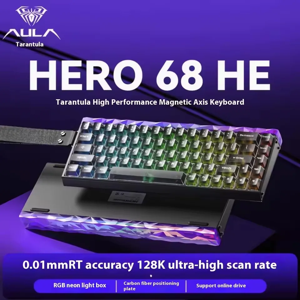 AULA HERO 68HE Magnetische schakelaar Gamingtoetsenbord RT0.01 E-sport Pas RGB Bedraad mechanisch toetsenbord Ergonomie Accessoires aan