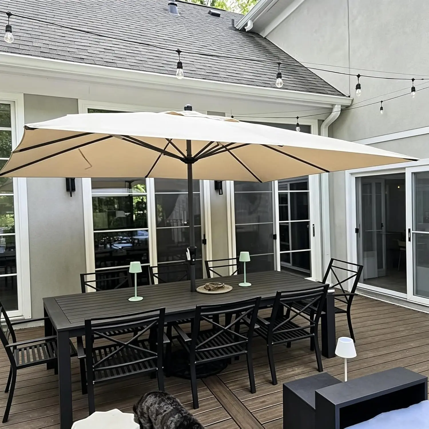 

12' x 9' Patio Market Umbrella Outdoor Table Sun Umbrellas with Crank 8 Aluminum Sturdy Ribs for Pool Deck Backyard, Customized