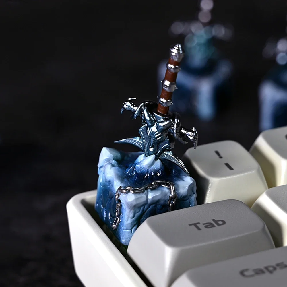 

World of Warcraft Frostmourne Artisan Resin Keycaps 1u ESC Custom MX Switch Handmade Anime Key Caps For Mechanical Keyboard Gift