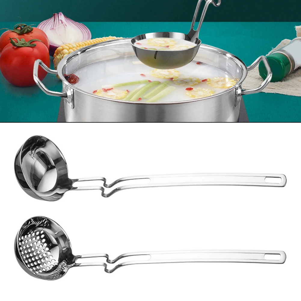 Soup Spoon Set with Stainless Steel Oil Separation Filter and Z Shaped Hanging Handle Dishwasher Safe for Kitchen Maintenance