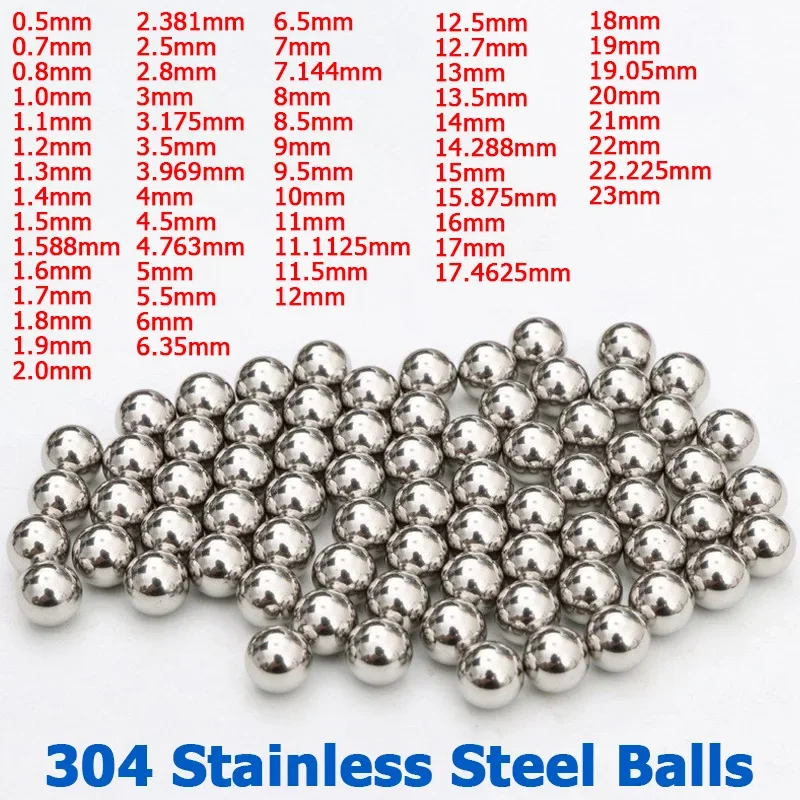 10-1000pcs 304 Stainless Steel Balls 0.5/0.7/0.8/1/1.5/2/2.381/2.5/3/3.5/4/4.5/5/6/6.35/7/7.144/8/8.5/9/10~23mm Solid Ball