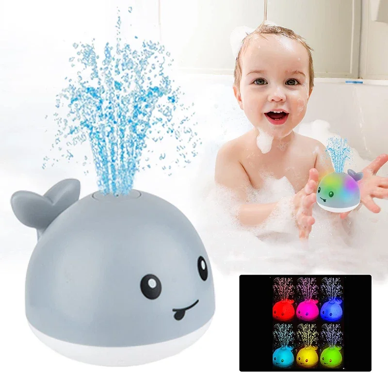 

Baby Light Up Bath Toys Whale Automatic Sprinkler Bathtub Toys Pool Bathroom Shower Bath Toys for Toddlers Infant Kids Boy Gift