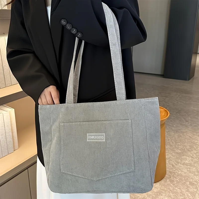 Damen-Cord-Tragetasche, Lässige Große Mode-Unterarmtasche für Ausgehzwecke, Minimalistische Handtaschen Schultertasche – Detail 2