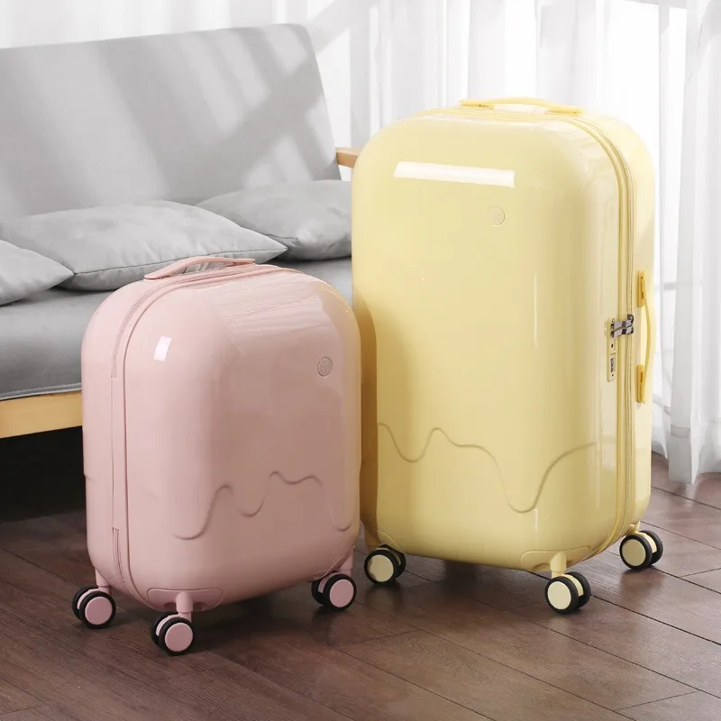 2025 new Bubble Luggage Women's Lightweight Mute Universal Wheel Trolley Case Solid Suitcase 20Inch Boarding Password Suitcase