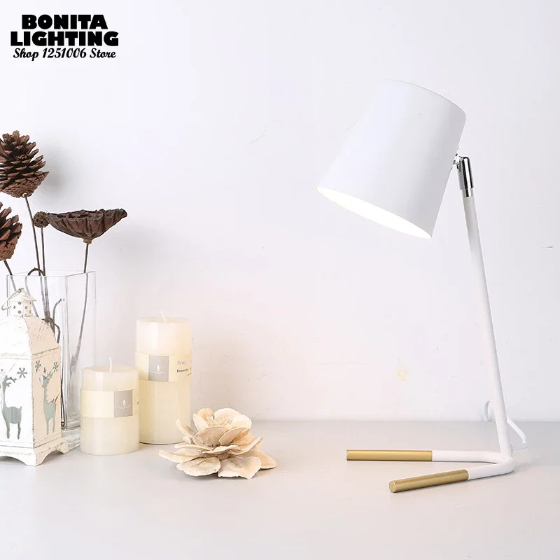 Nordic Simplistic Macaron Color Reading Table Lamp Living Room Bedside Study Room Creative Design Angle Adjustable LED Desk Lamp