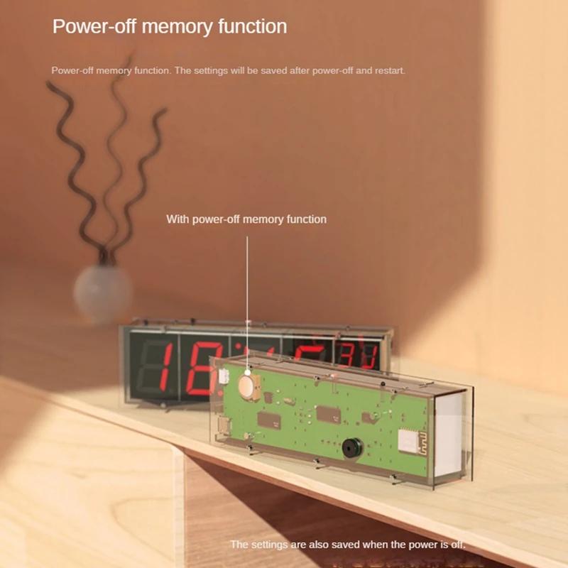A02M- WIFI Clock PCB+Electronic Components+Acrylic Network Timing Digital Display RED GREEN TIME Display
