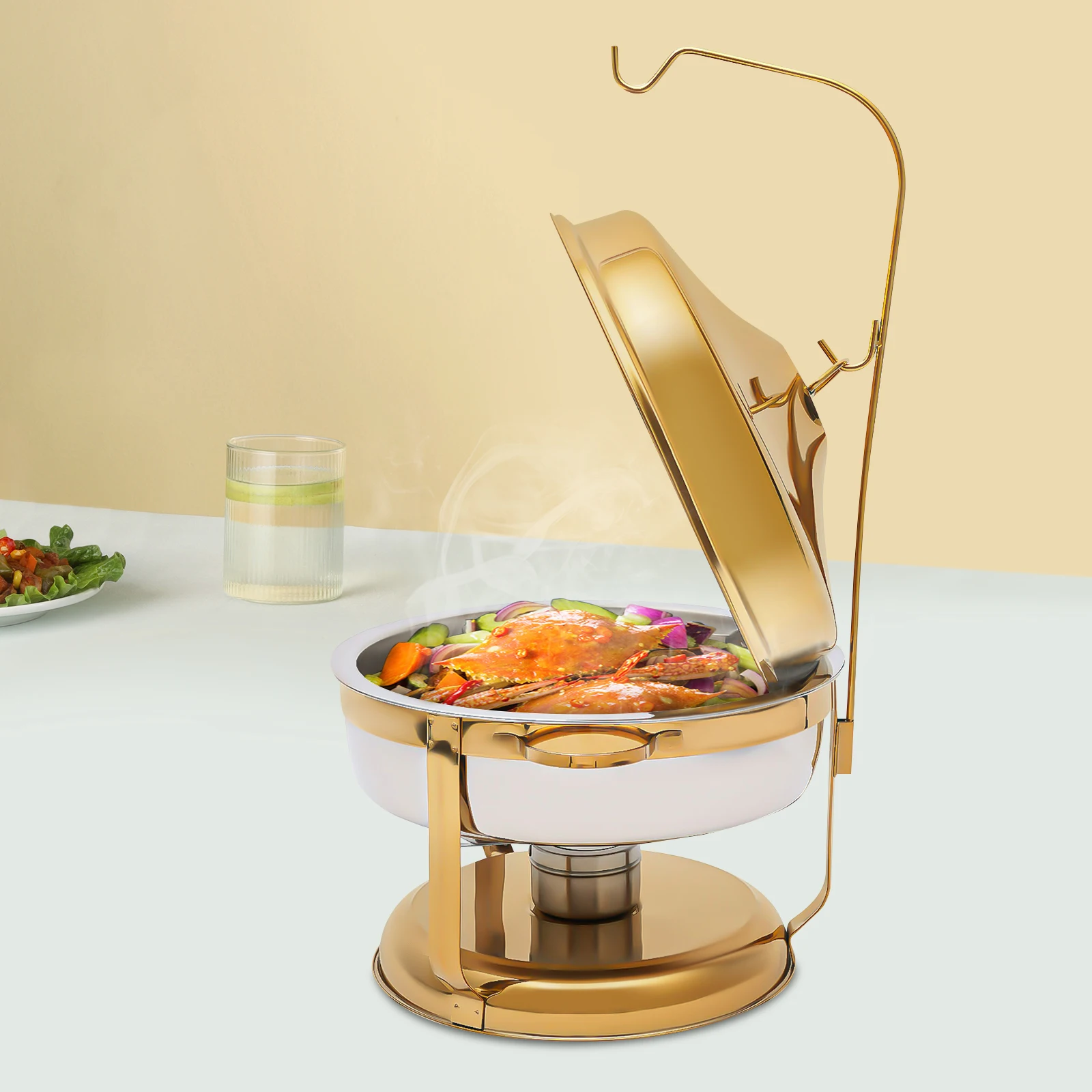 

Chafing Dish Buffet Set, 9.5 Qt Round Stainless Steel Chafing Dish Buffet Set, Food Warmer for Party Restaurant, Hotel, Wedding