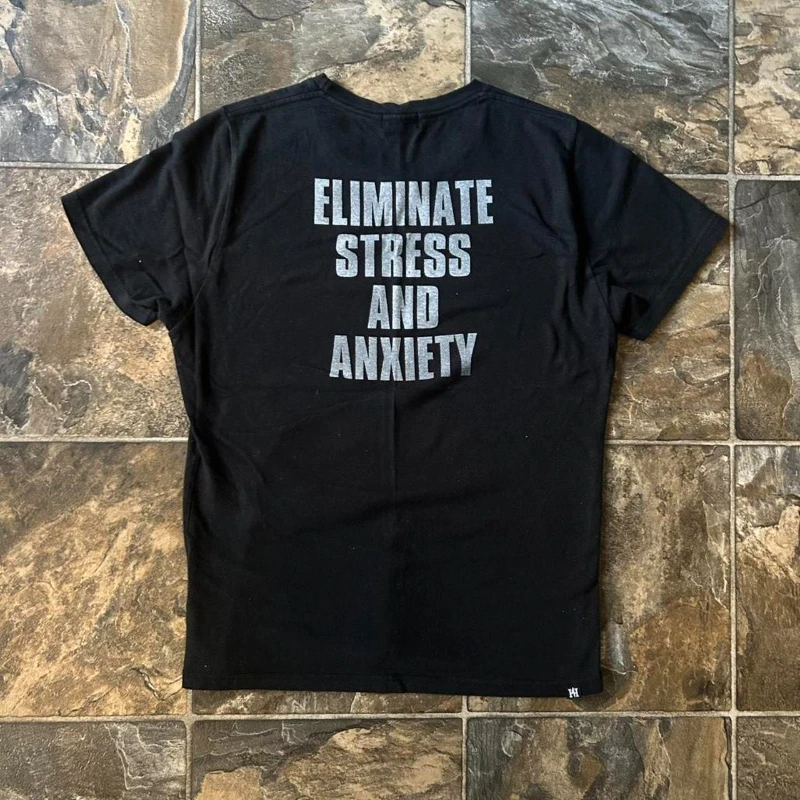 Hysteric Glamour “Eliminate Stress and Anxiety” T-shirt Music Y2K Round Neck Short-sleeved Loose Casual Printed Top
