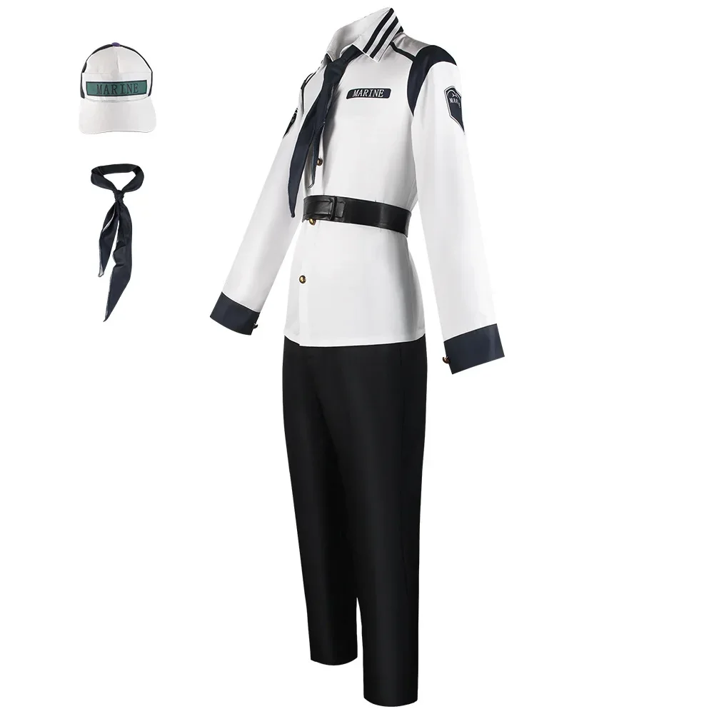 

TV Coby Koby Cosplay Costume Marine Disguise Coat Pants Hat Sailor Navy Uniform Women Girls Hallloween Party Clothes Roleplay