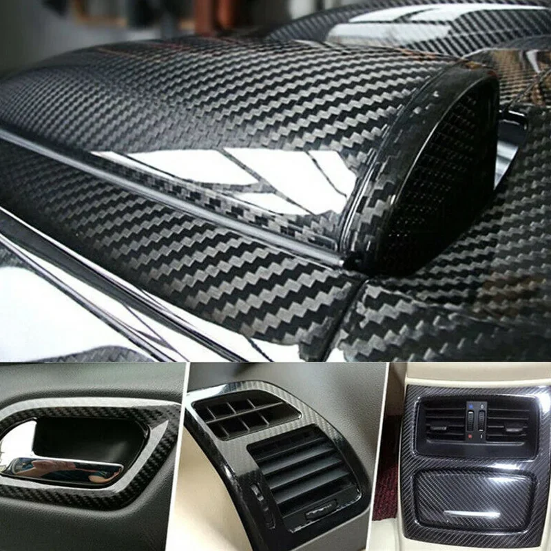 7D Glossy Waterproof Carbon Fiber Vinyl Car Wrapping Film Sticker Decal 30 X 152cm Auto Decal Paper Car Styling Wrap NEW