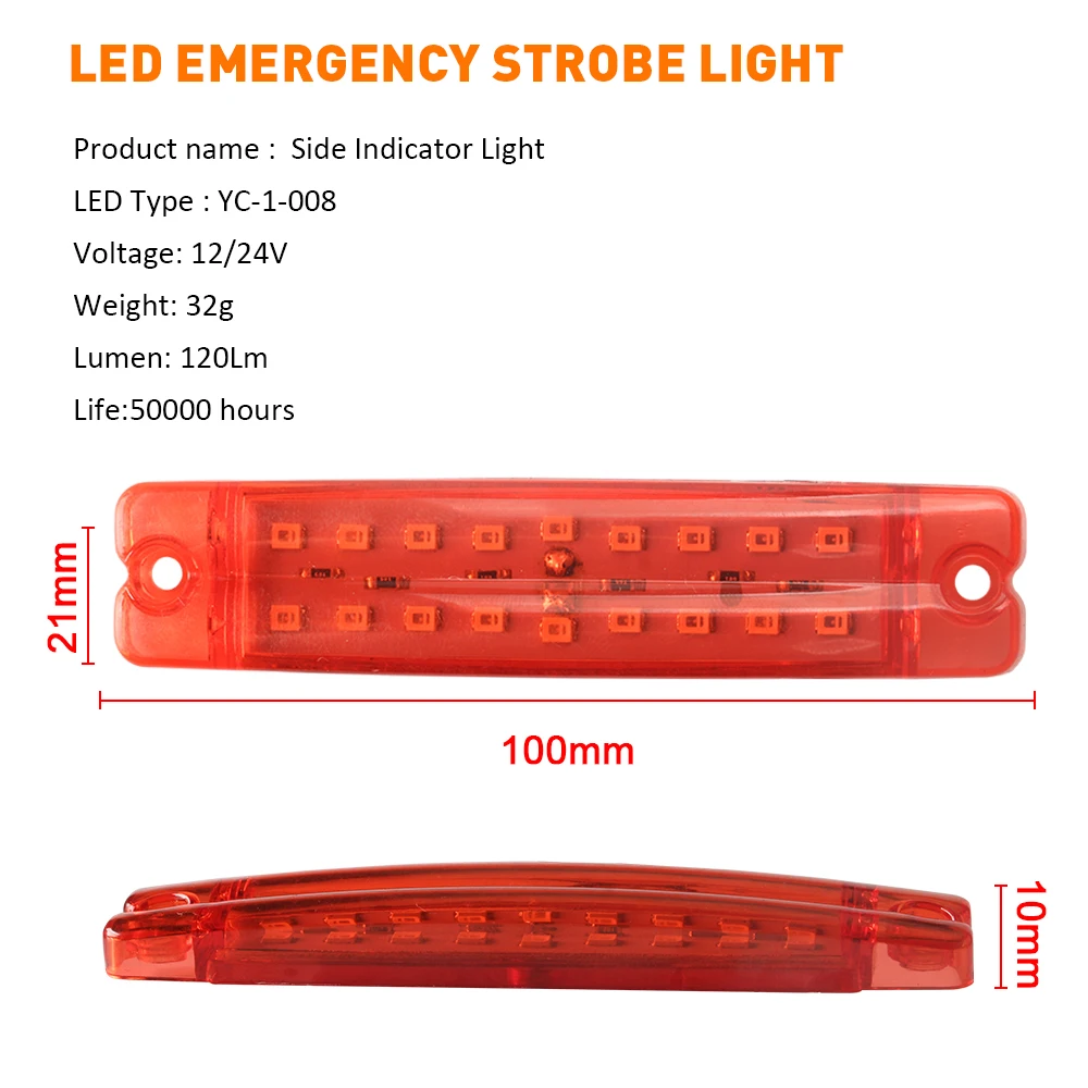 18 LED truck side lights trailer lamps warning emergency light led bar parking signal lights for SUV TRUCK motorcycle lorry 12v