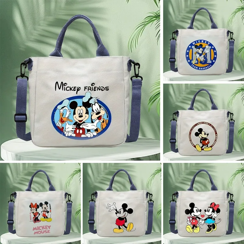 Borsa a tracolla in tela da donna Disney Minnie Topolino Borse tote femminili Harajuku Borsa per la spesa di grande capacità Borse Eco Girl