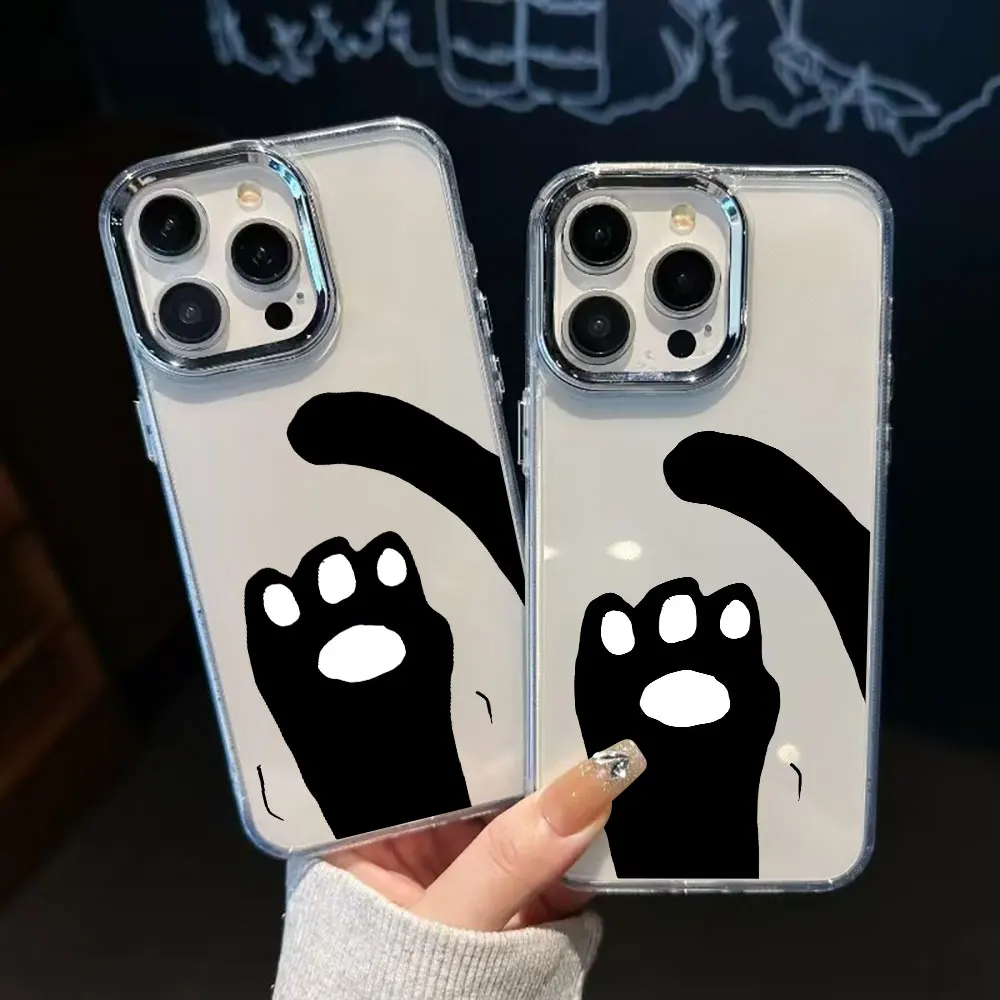 Simple Black Cat Paw Silhouette Case For Samsung Note 20 Ultra 10 Plus Transparent Phone Cover J7 Prime M10s M01s M15 M13 M12