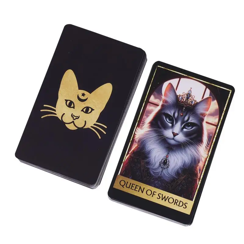 Cat Tarot Games 78pcs English Version Tarot Oracle Deck Clear Printed Wiccan Supplies Tarot Games For Parties Friends Gathering