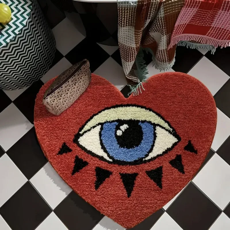 Cute Cartoon Irregular Faux Cashmere Bedside Carpet, Soft Fluffy Floor Mat, Non-Slip Home Rug for Bedroom Living Room Decor