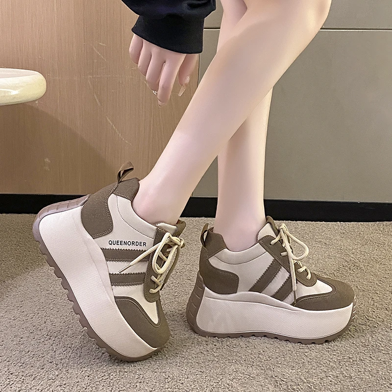 Women's Lace-up Breathable Platform Chunky Sneakers Comfy Non-slip Sports Dad Shoes Outdoor Casual Running Shoes Women Sneakers