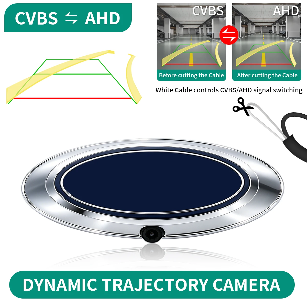 AHD Dynamic Trajectory Vehicle Rear View Reverse Logo Camera for Ford Ranger T6 T7 T8 XLT Edge F-150 F-250 F-350 Explorer