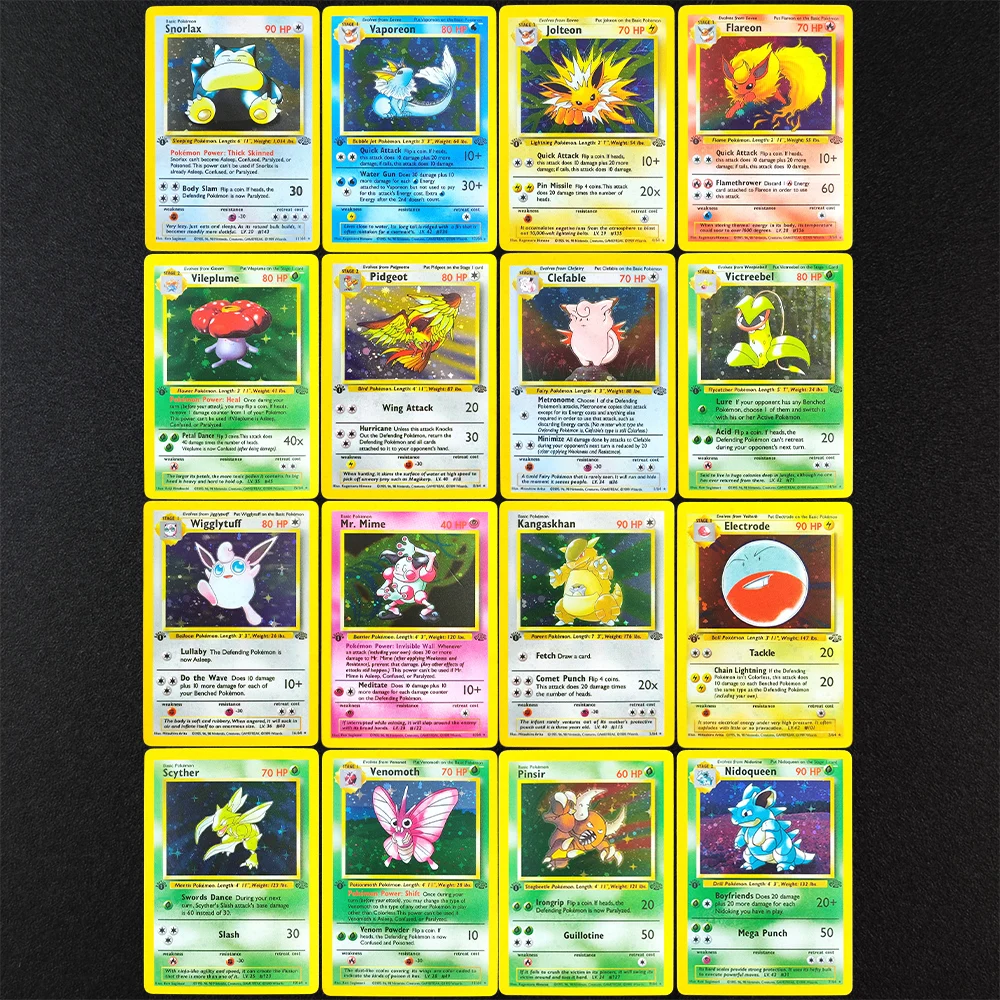 

Набор из 16 редких аниме-карт Pokemon: EN Gym Challenge 1st (Снирлакс, Флареон, Джолтеон, Нидоцин, Пинсир, Кангаскан)