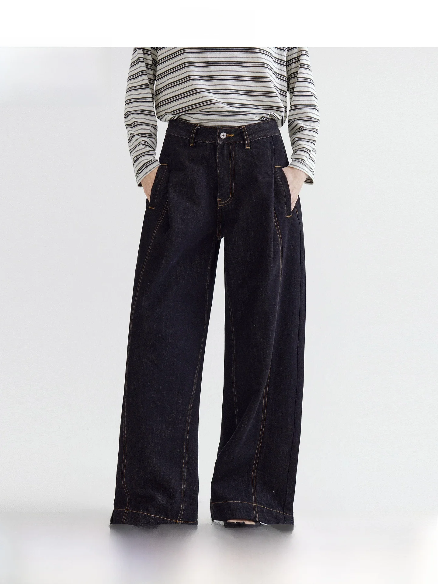 

Fano Design Loose Women's Jeans Spring New Style Color Block Versatile Straight Leg Cotton Denim Pants Commute Friendly