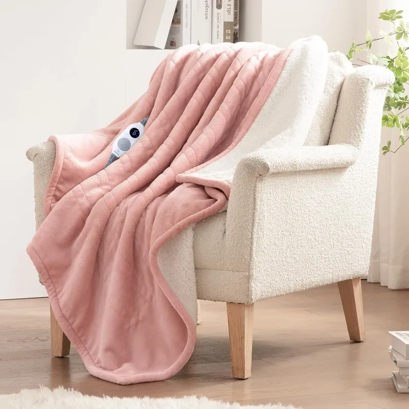 Electric Blanket with Foot Pocket,  6 Heating Levels & 2-10 Hours Time Settings, Fast Heating & Machine Washable, 50x62