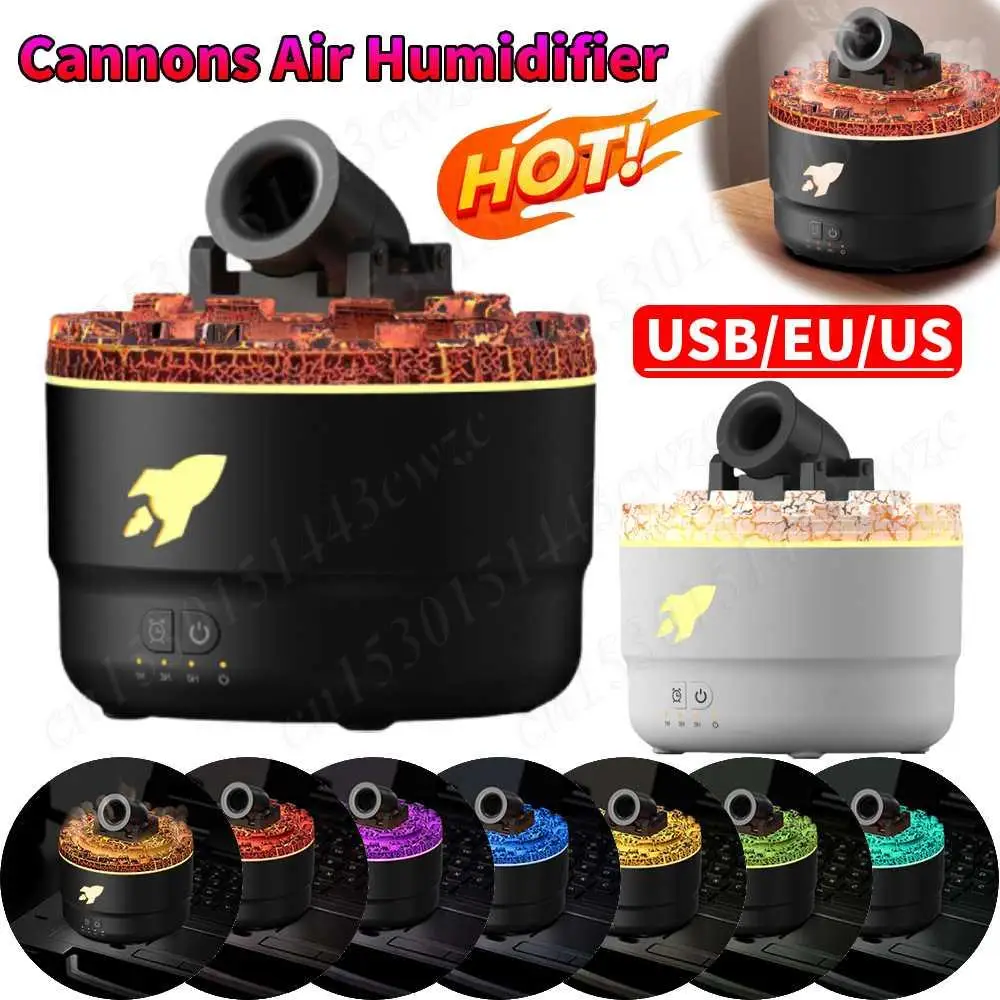 Cannon Blast Aroma Humidifier Essential Oil Diffuser Volcanic Crack Light Cannons Humidifier Air Humidifier Aromatherapy Diffuse