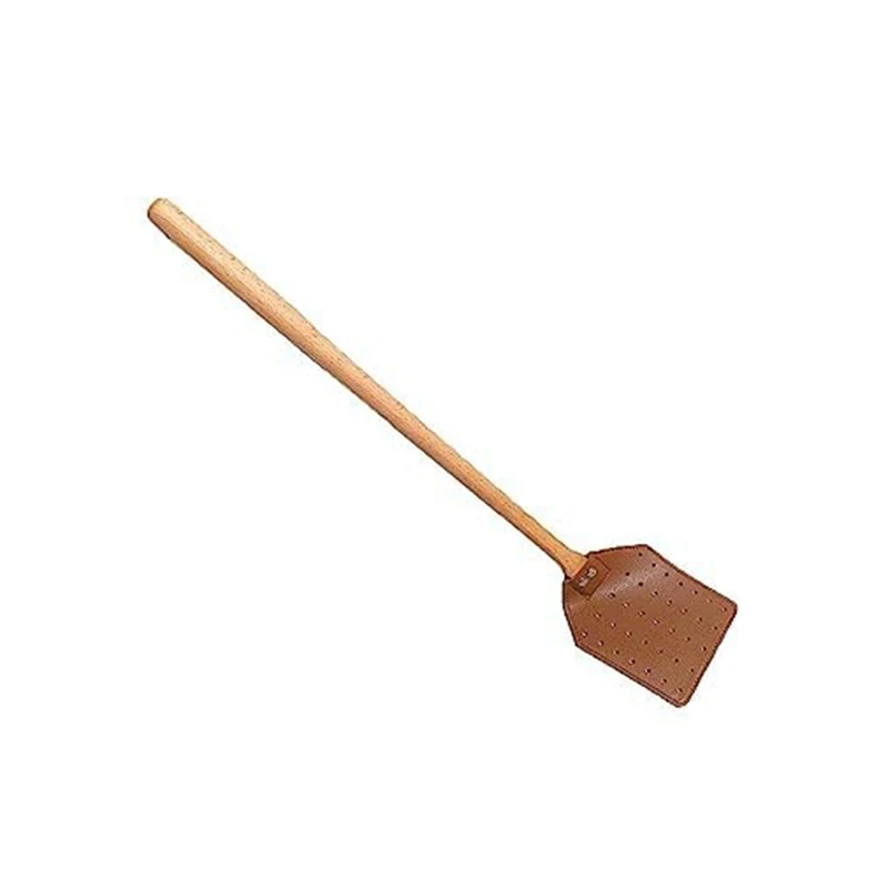 PU Leather Fly Swatter Heavy Duty Manual Fly Swatter With Wood Handle,Durable Leather Fly Swatter For Indoor And Outdoor Durable