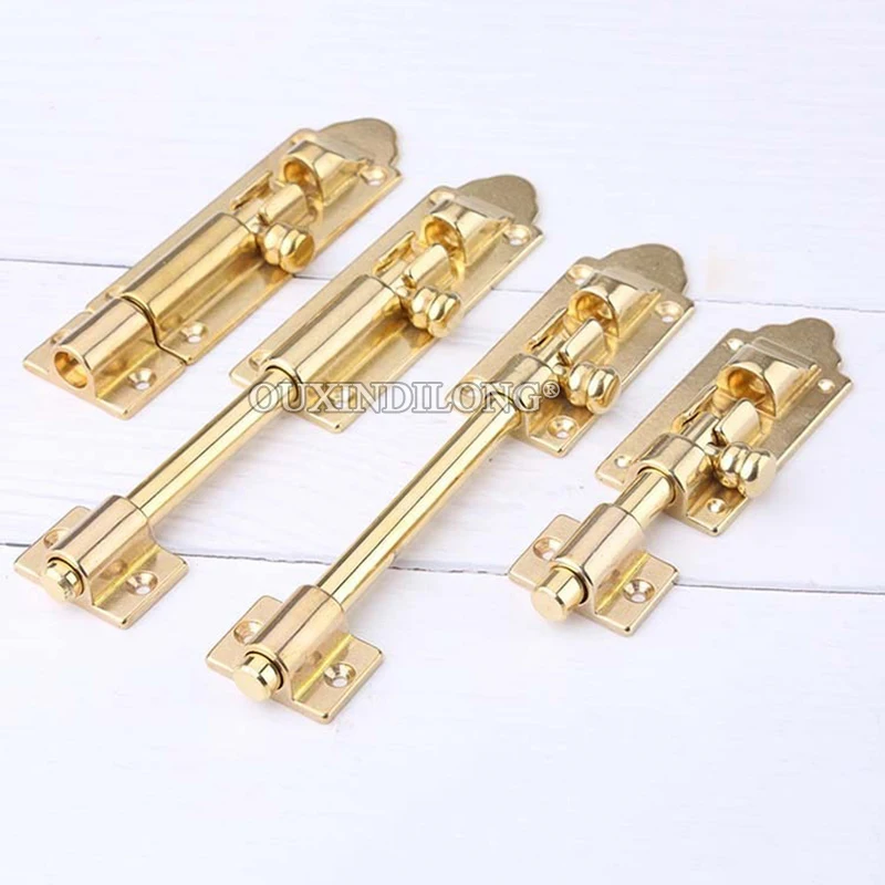 

Plus Length 2PCS Solid Brass Door Bolts Security Slide Lock Latch Gate Latch Door Bolts Door Lock Barrel Bolt Length 100mm~600mm