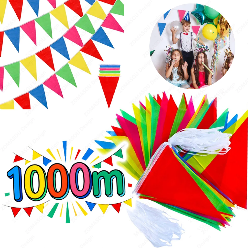 50-1000 мм красочные вымпел баннерные флаги разноцветные радужные треугольные флаги веревка для фестиваля открытый декор для дня рождения