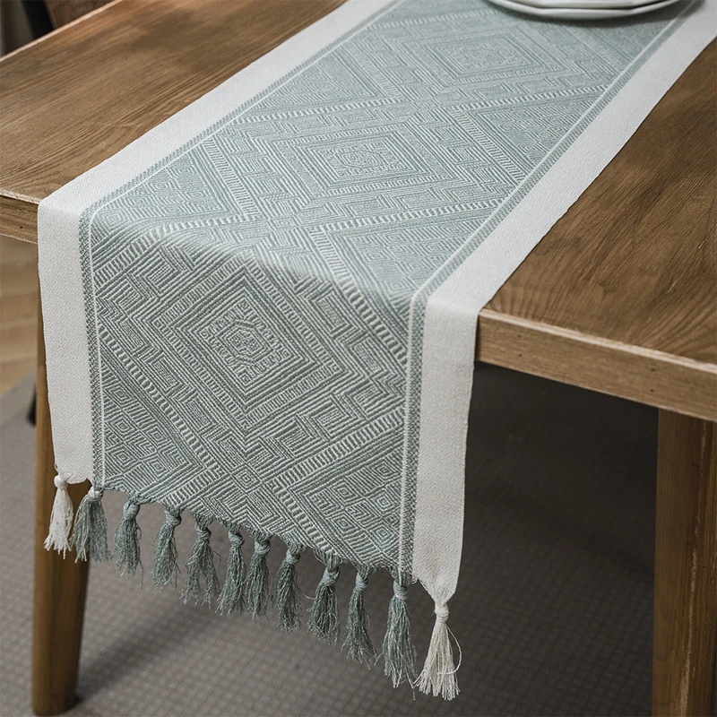 

Nordic Jacquard Geometric Table Flag Fringe Fashion Simple Hotel Restaurant Home Kitchen Table Long Strips Polyester Cotto Cloth