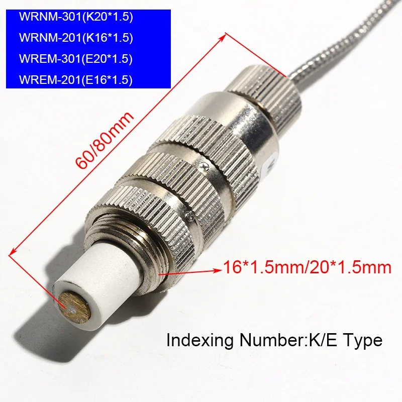K/E Type Thermocouple WREM-301/WREM-201 M16*1.5/M20*1.5 Screw Temperature Measuring Probe Peritoneal Laminating Machine 1PC image 3