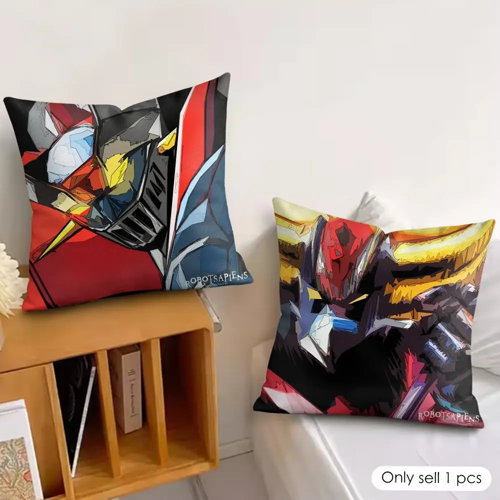 Anime G-Goldorak Heroic Cushion Cover Soft Plush Fabric Double-Sided Printed Pillowcase for All Seasons Home Decor