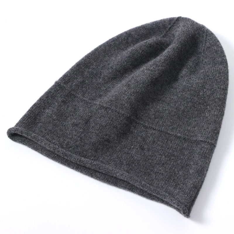 100% Merino Wool Non-gender Knitted Pullover Hat Winter Warm Solid Color Solid Floppy Hat Fashion Casual Women\'s Beanie Hat men