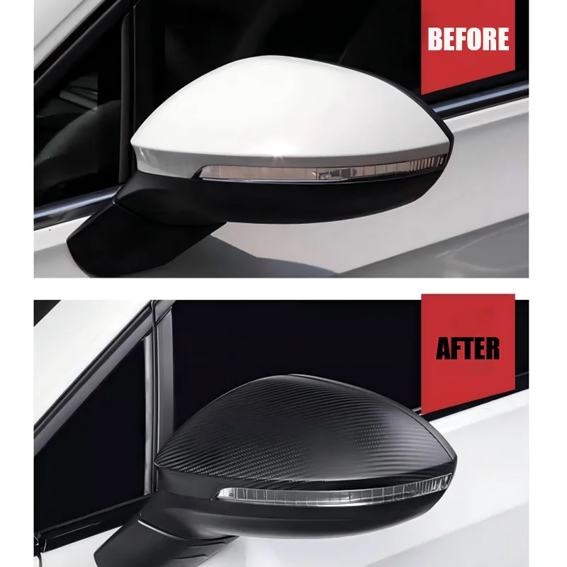 Real Dry Carbon Fiber Mirror Cover Caps Replacement For VW Golf 8 MK8 R-Line GTI OEM Style RearView Side Wing Housing Shell