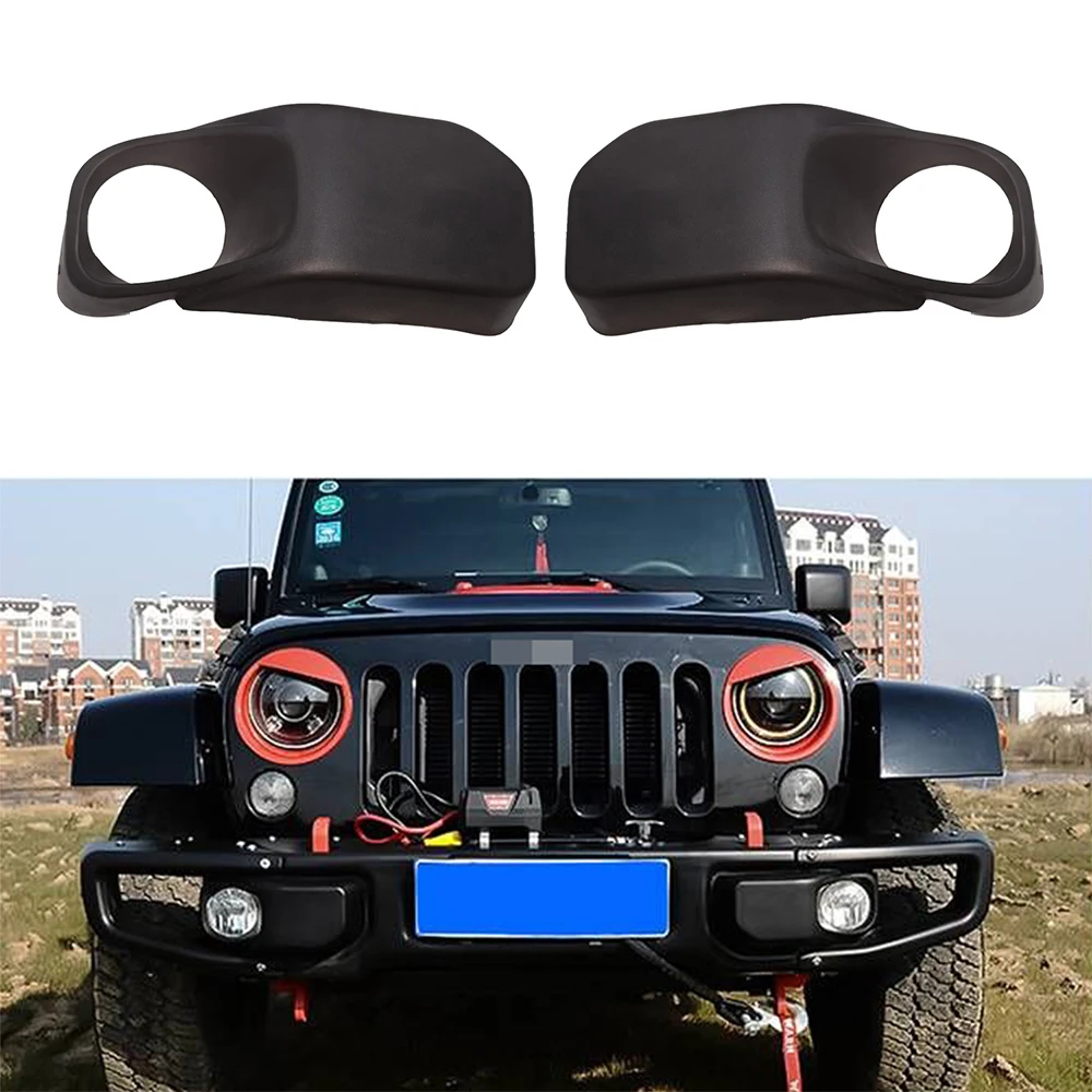 Front Bumper Fog Lamp Plastic Cover bracket Shield 2 PCS Black ABS 10th Anniversary SXMA J087-7 For Jeep Wrangler JK2007-2017