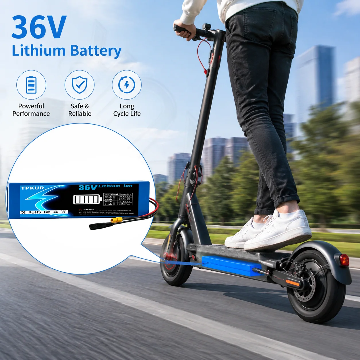 10S3P 36V 15Ah 18650 Lithium Battery Pack with BMS Protection Board Rechargeable Power Battery for Electric Scooter Bicycle view 4