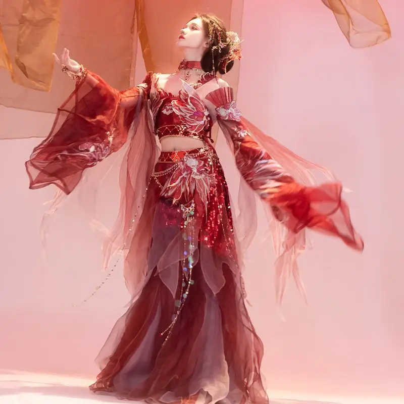 꿈처럼, 중국식 Hanfu 여성 캐릭터 'Yaoji', 요정 같은 분위기, 이국적인 스타일, 중공업을 보았습니다.