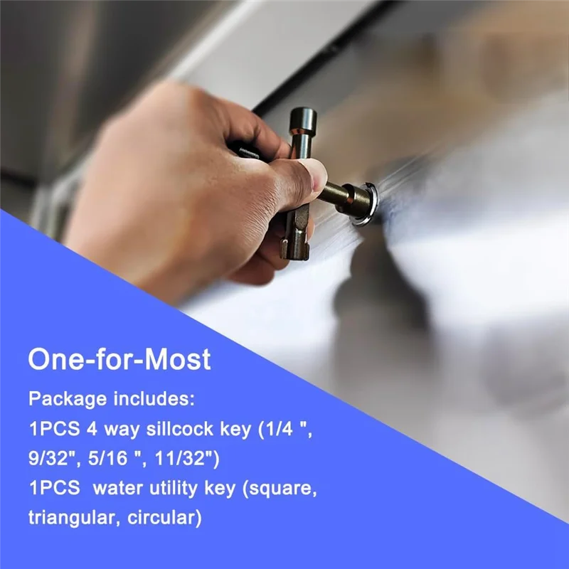 UISN 2-х шт. 4-сторонний ключ, многофункциональный водный ключ, стальной ключ для смесителей, нагрудников для шлангов, смесителей и многого другого