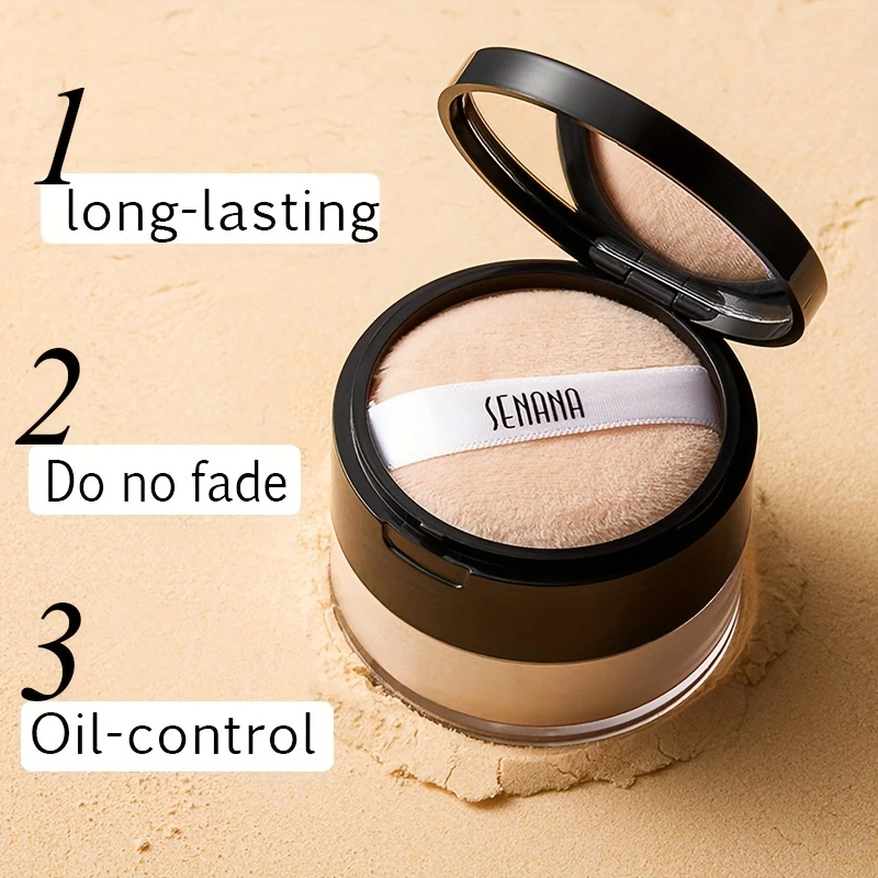 Hydrating Flawless Setting Powder,Natural Nude Finish Oil Control Strong Concealer for All Skin Types Fine Powdery Face Makeup